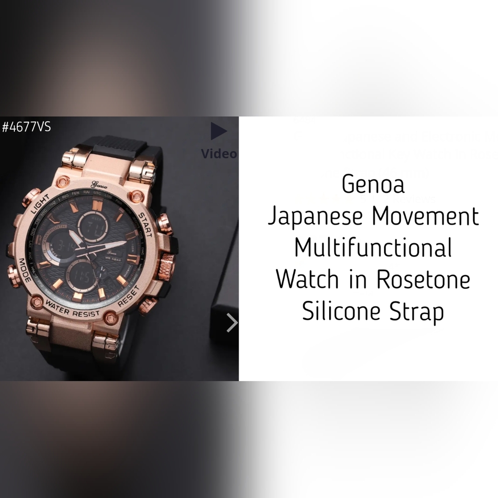 Genoa Rosetone multifunction watch with silicone strap, NIB..Only $20!
